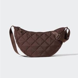 Uniqlo Quilted Moon Bag in Dark Brown
